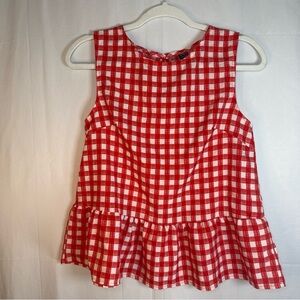 SHEIN Red and White Checkered Tank Top Size Small Preowned
